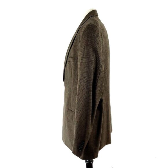 Pronto Uomo Wool 2 Button Sport Coat 44L Or Slim Fit 46L Brown Houndstooth Windo - Picture 4 of 10